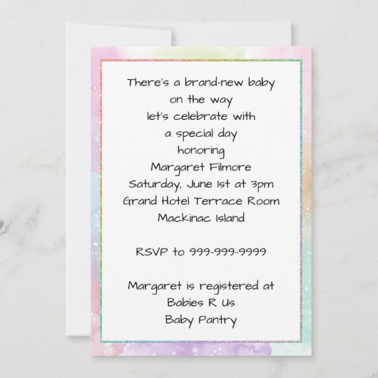 Aankomende moeder Baby shower uitnodiging (Achterkant)