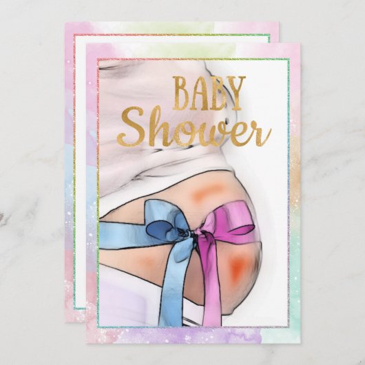 Aankomende moeder Baby shower uitnodiging (Voorkant / Achterkant)