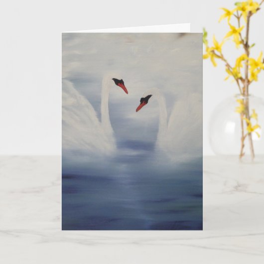 Aankomende zwanen kaart (Gele Bloem)
