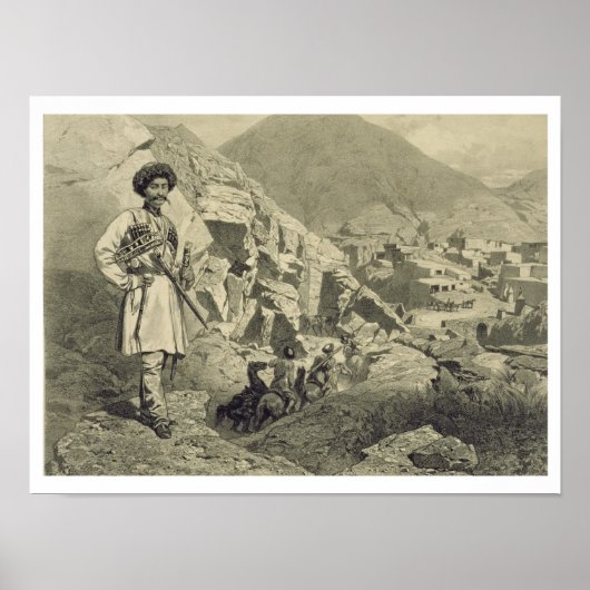 Aankomst bij Tsatanykh, Dagestan, bord 12, van a b Poster (Voorkant)