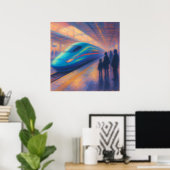 Aankomst kogeltrein - Pastel schilderstijl Poster (Thuiskantoor)