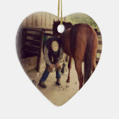 Aankomst - Mooie foto-hoeffoto van paarden - Trim Keramisch Ornament (Rechts)