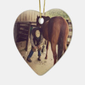 Aankomst - Mooie foto-hoeffoto van paarden - Trim Keramisch Ornament (Links)