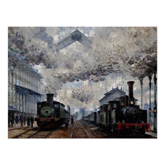 Aankomst van de Normandische trein Perfect Poster (Voorkant)