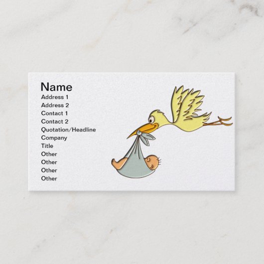 Aankomst van de pasgeboren Baby - levering van een Visitekaartje (Voorkant)