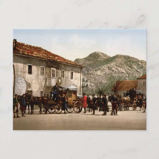 Aankomst van de post Cetinje Montenegro Briefkaart (Voorkant)