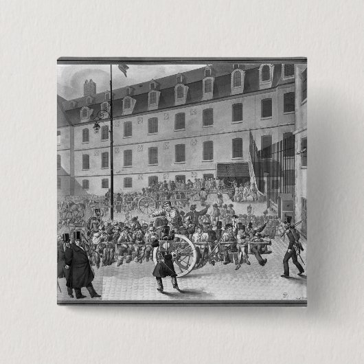 Aankomst van de veroordeelden in Bicetre Vierkante Button 5,1 Cm (Voorkant)