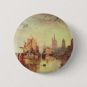 Aankomst van een pakketboot door Joseph Turner Ronde Button 5,7 Cm
