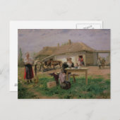 Aankomst van een schoolmeesteres in de briefkaart (Voorkant / Achterkant)