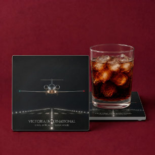Aankomst van Executive Luxe Jet Buiten Kantooruren Glazen Onderzetter