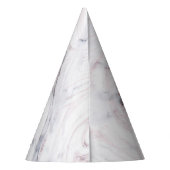 Aankomst van Roos White & Grey Marble Birthday Par Feesthoedjes (Achterkant)