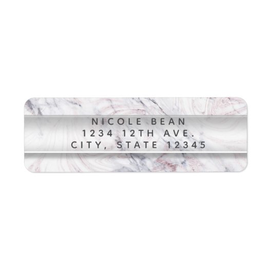 Aankomst van Roos White & Grey Marble Swirl Chic P Etiket (Voorkant)
