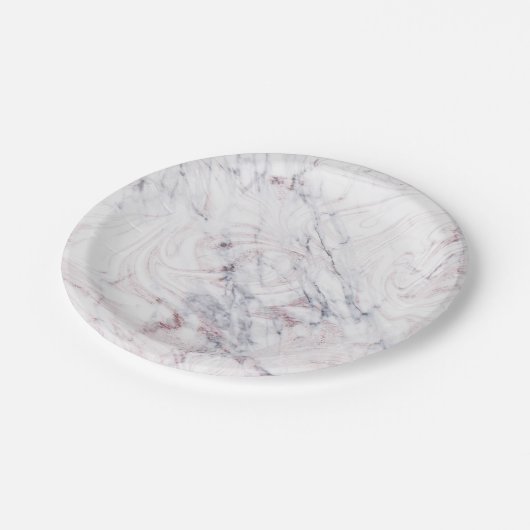 Aankomst van Roos White & Grey Marble Swirl Chic P Papieren Bordje (Gekanteld)