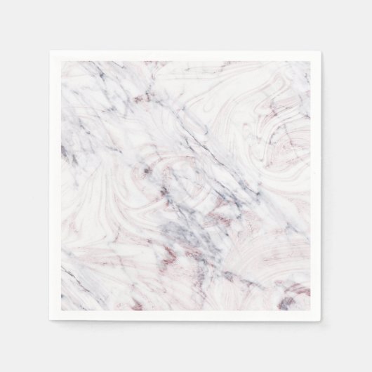 Aankomst van Roos White & Grey Marble Swirl Chic P Servet (Voorkant)