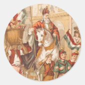 Aankomst van Sinterklaas Dutch St. Nick St. Nichol Ronde Sticker (Voorkant)