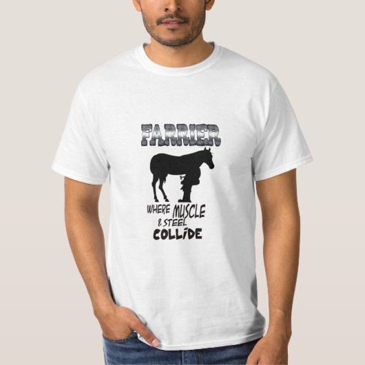 Aankomst waar spieren en staal botsen t-shirt (Voorkant)