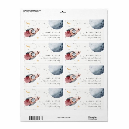 Aankomstadres voor buitenruimtestarters etiket (Full Sheet)