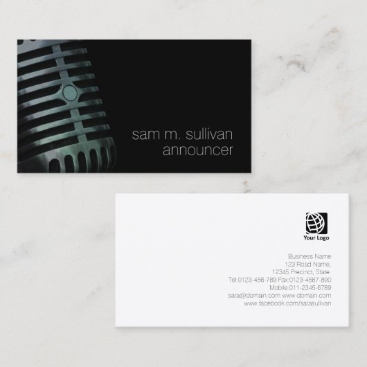 Aankondiger  Microfoon Entertainment Visitekaartje (Voorkant / Achterkant)