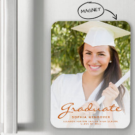 Aankondiging 2026 Foto Verbrand Oranje Script Grad Magneet