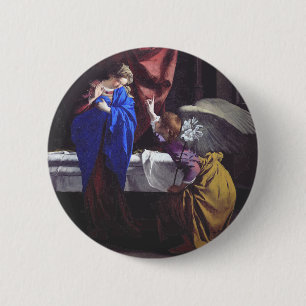 Aankondiging aan de Heilige Maagd Maria door Orazi Ronde Button 5,7 Cm