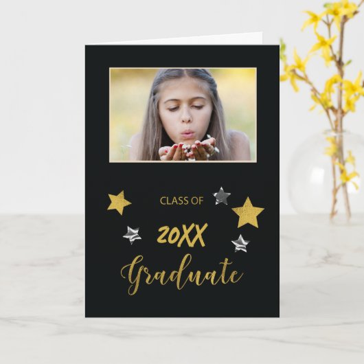 Aankondiging Aangepast foto-Afstuderen 2020 Gold (Gele Bloem)