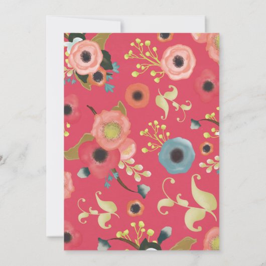 Aankondiging aangepast Foto Modern Floral Afstuder (Achterkant)