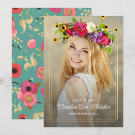 Aankondiging aangepast Foto Modern Floral Afstuder