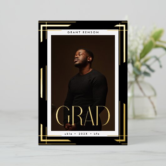 Aankondiging aangepast Gold FrameD Photo Afstudere (Staand Voorkant)