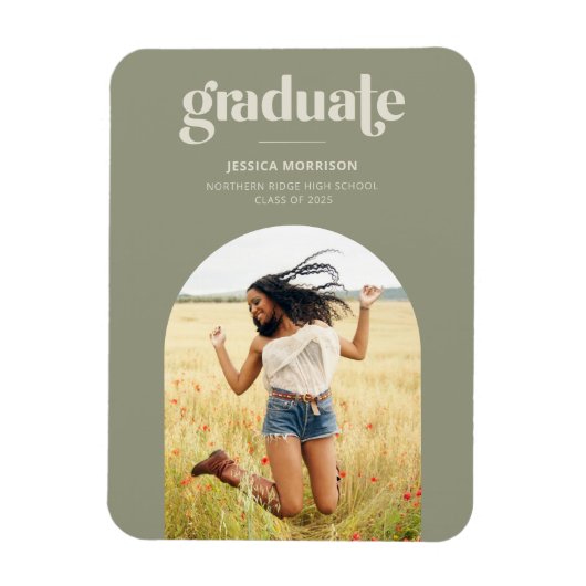 Aankondiging aanhef foto Modern Avocado Green Afst Magneet (Verticaal)