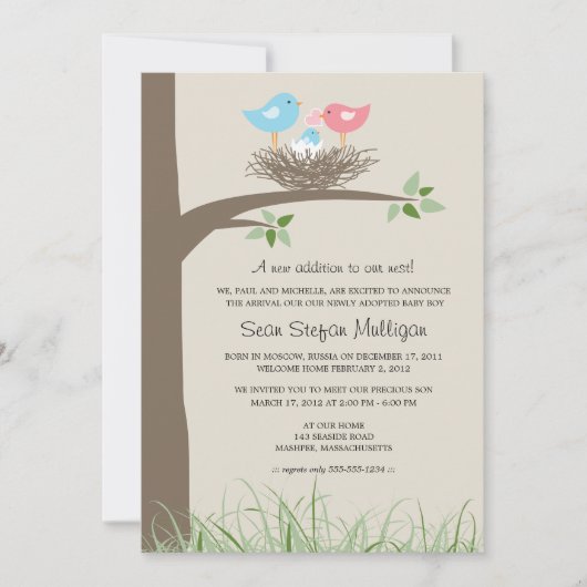 Aankondiging adoptie Baby Bird's Nest (Voorkant)