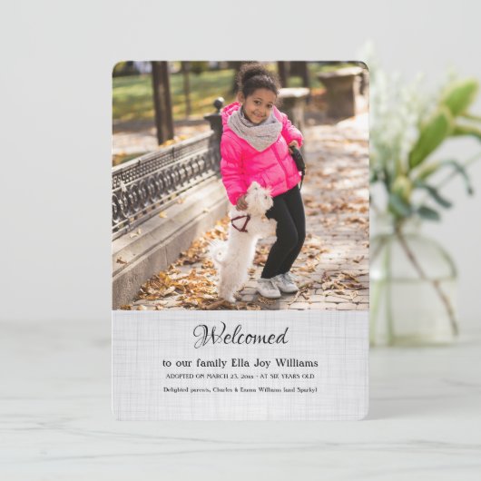 Aankondiging adoptie met foto (Staand voorkant)