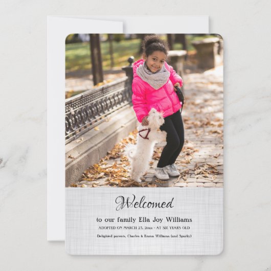 Aankondiging adoptie met foto (Voorkant)