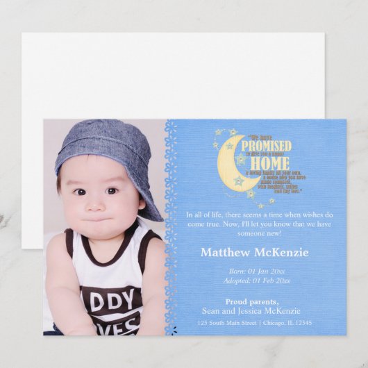 Aankondiging adoptiejongen (Voorkant / Achterkant)