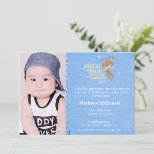 Aankondiging adoptiejongen (Staand voorkant)