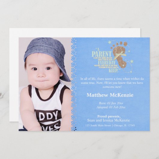 Aankondiging adoptiejongen (Voorkant / Achterkant)