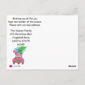 Aankondiging adres Rode Auto Kerstcadeaus Briefkaart (Achterkant)