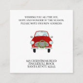 Aankondiging adres Rode auto met kerstkrans (Achterkant)