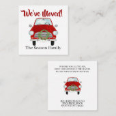 Aankondiging adres Rode auto met kerstkrans (Voorkant / Achterkant)