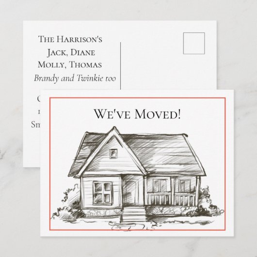 Aankondiging adreswijziging zwart-wit huis (Voorkant / Achterkant)