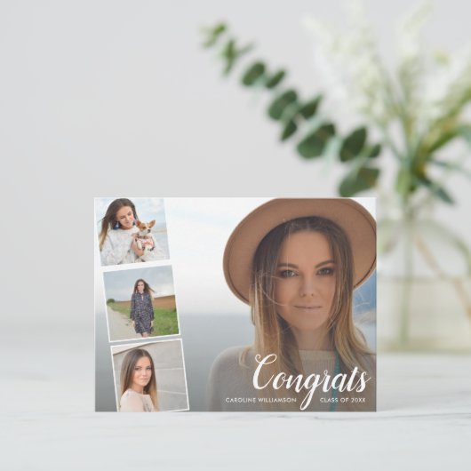 Aankondiging afstudeerder Foto Collage Afstuderen Briefkaart (Staand voorkant)