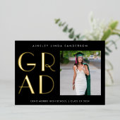 Aankondiging Afstudeerder Modern Photo Black Gold (Staand Voorkant)