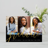 Aankondiging Afstudeerder Modern Photo Black Gold  (Staand Voorkant)