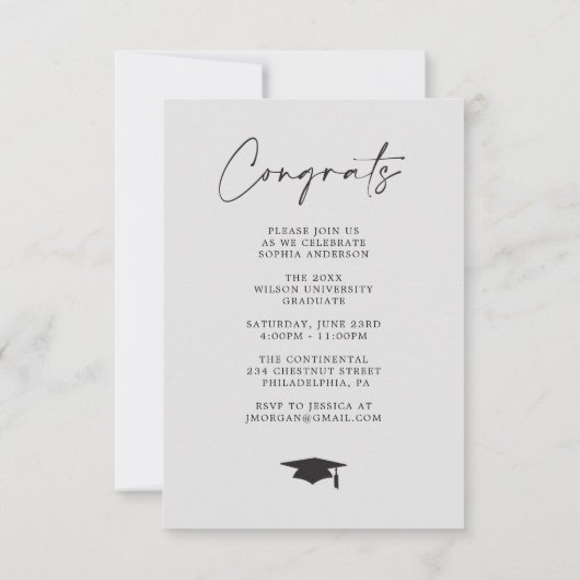 Aankondiging Afstudeerder van afstuderen Partij Ui (Achterkant)