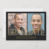 Aankondiging afstuderen - 2 Foto's met Gold Text (Voorkant)