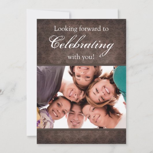 Aankondiging afstuderen - 4 Foto Grunge Damask (Achterkant)