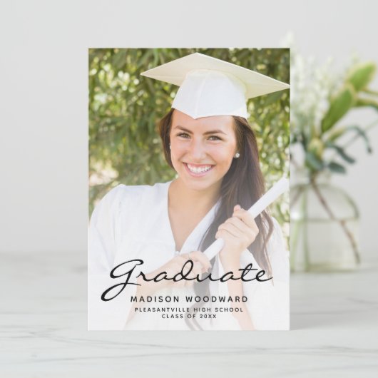 Aankondiging Afstuderen Aangepaste 2-foto's zwarte (Staand voorkant)