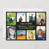 Aankondiging Afstuderen acht/negen foto's - zwart (Voorkant)