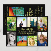 Aankondiging Afstuderen acht/negen foto's - zwart (Voorkant / Achterkant)