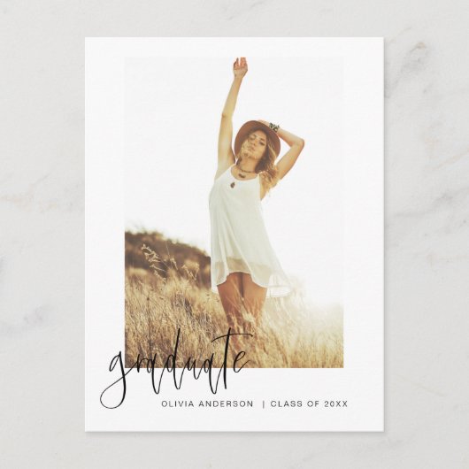 Aankondiging afstuderen Afstudeerder Foto minimali Briefkaart (Voorkant)