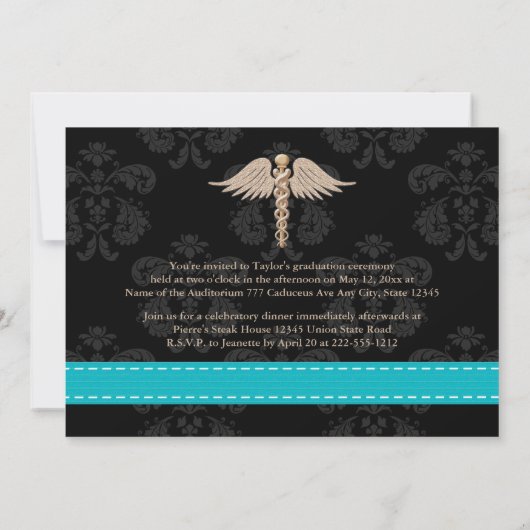 Aankondiging Afstuderen Aqua Blue Medical School (Achterkant)